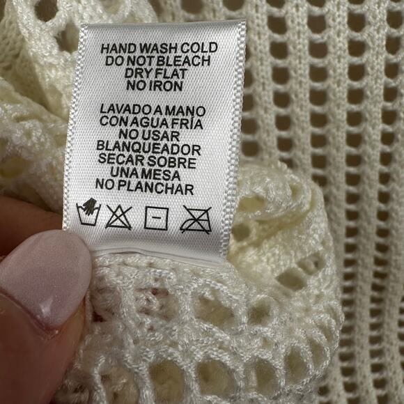 Love Tree Open Knit Top Blouse Sleeveless Cream Large Boho Festival Beach Hippie - Picture 9 of 11